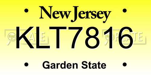 KLT7816 New Jersey License Plate