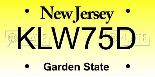 KLW75D New Jersey License Plate