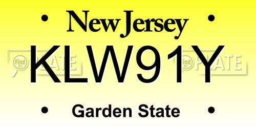 KLW91Y New Jersey License Plate