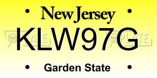 KLW97G New Jersey License Plate