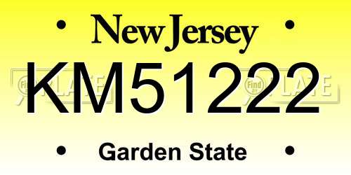 KM51222 New Jersey License Plate