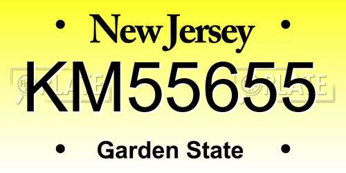 KM55655 New Jersey License Plate