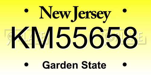 KM55658 New Jersey License Plate