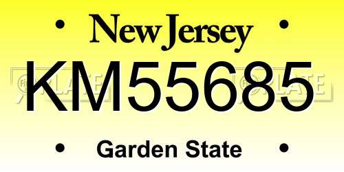 KM55685 New Jersey License Plate