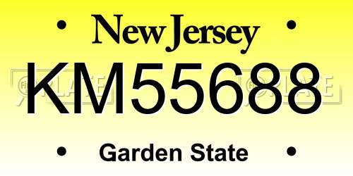 KM55688 New Jersey License Plate