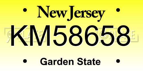 KM58658 New Jersey License Plate