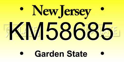 KM58685 New Jersey License Plate