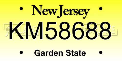 KM58688 New Jersey License Plate