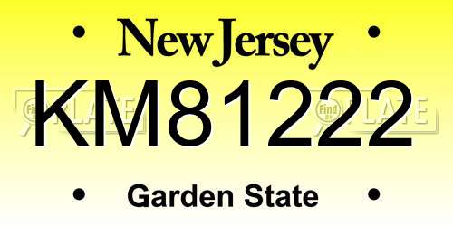 KM81222 New Jersey License Plate