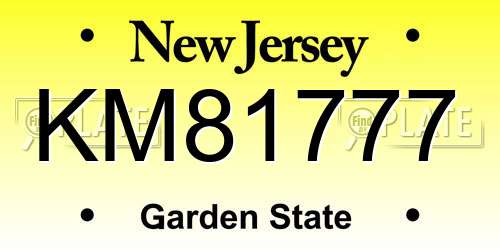 KM81777 New Jersey License Plate