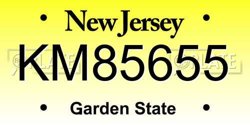 KM85655 New Jersey License Plate