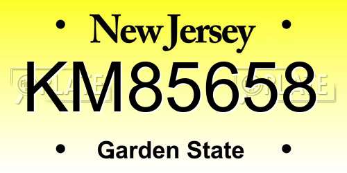KM85658 New Jersey License Plate