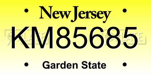 KM85685 New Jersey License Plate