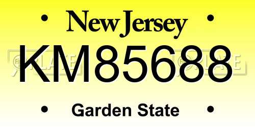 KM85688 New Jersey License Plate