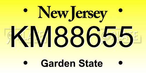 KM88655 New Jersey License Plate