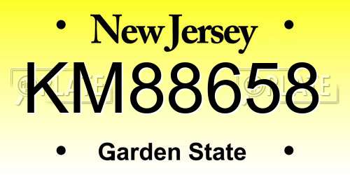 KM88658 New Jersey License Plate