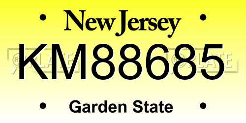 KM88685 New Jersey License Plate