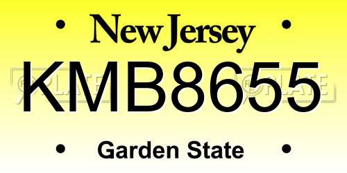 KMB8655 New Jersey License Plate