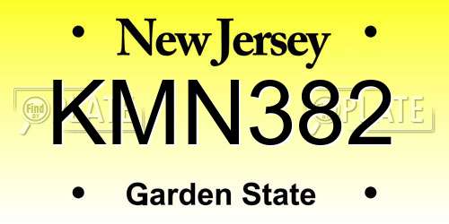 KMN382 New Jersey License Plate