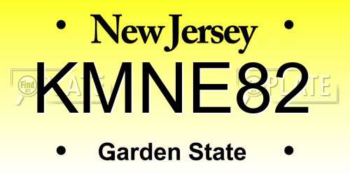 KMNE82 New Jersey License Plate