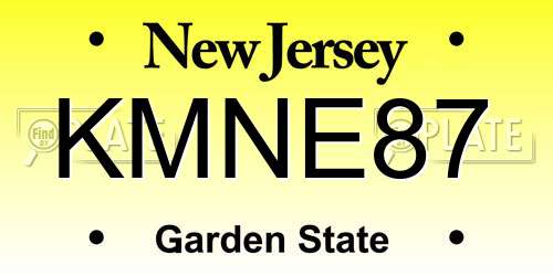 KMNE87 New Jersey License Plate