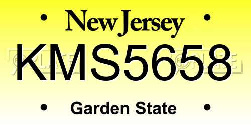 KMS5658 New Jersey License Plate