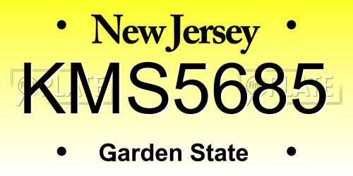 KMS5685 New Jersey License Plate