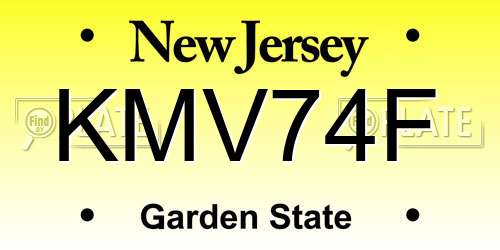 KMV74F New Jersey License Plate