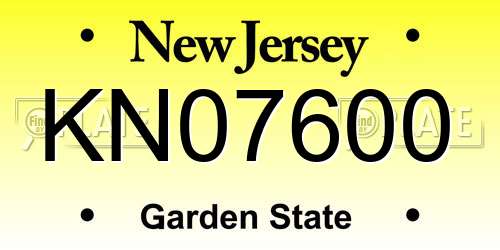 KN07600 New Jersey License Plate