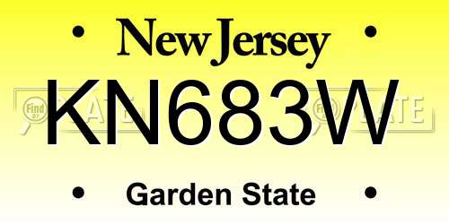 KN683W New Jersey License Plate