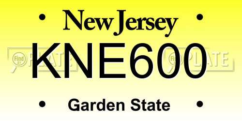 KNE600 New Jersey License Plate