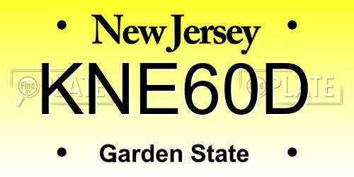 KNE60D New Jersey License Plate