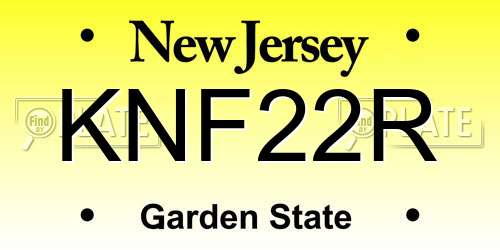 KNF22R New Jersey License Plate