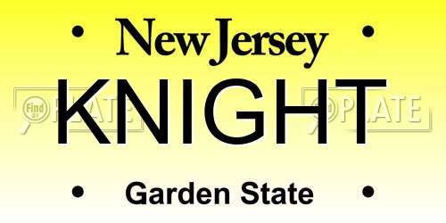 KNIGHT New Jersey License Plate