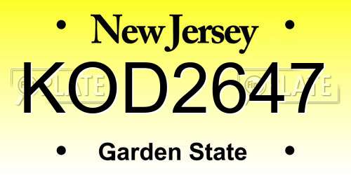 KOD2647 New Jersey License Plate