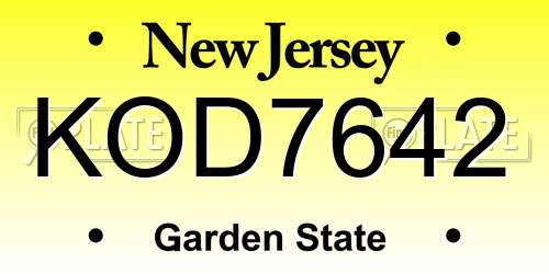 KOD7642 New Jersey License Plate