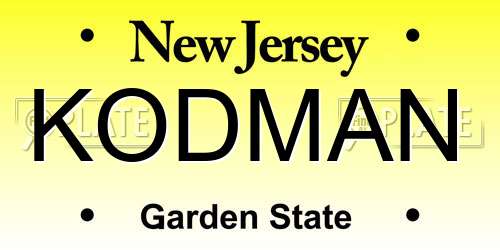 KODMAN New Jersey License Plate