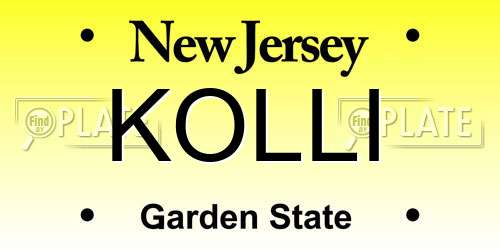 KOLLI New Jersey License Plate