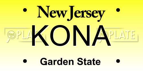 KONA New Jersey License Plate