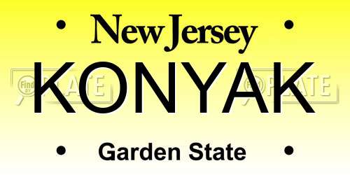KONYAK New Jersey License Plate