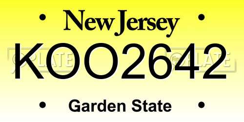 KOO2642 New Jersey License Plate