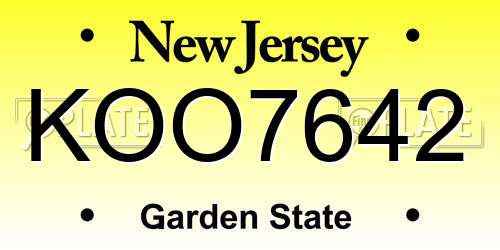 KOO7642 New Jersey License Plate