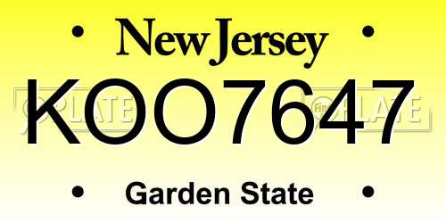 KOO7647 New Jersey License Plate