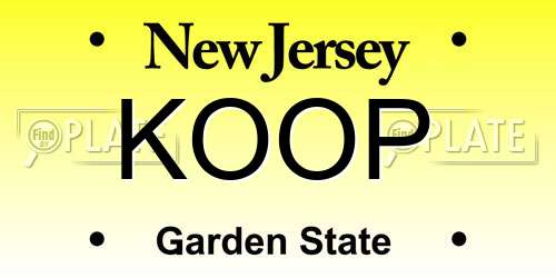 KOOP New Jersey License Plate