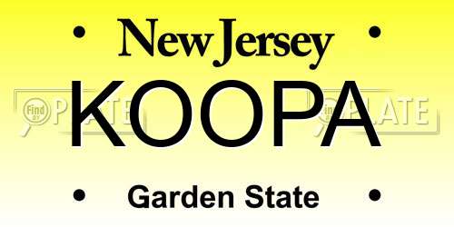 KOOPA New Jersey License Plate
