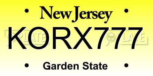 KORX777 New Jersey License Plate