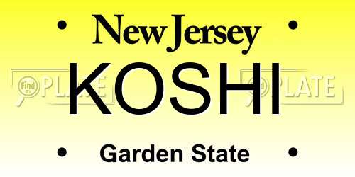 KOSHI New Jersey License Plate
