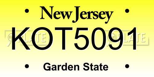 KOT5091 New Jersey License Plate