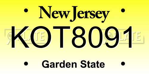 KOT8091 New Jersey License Plate