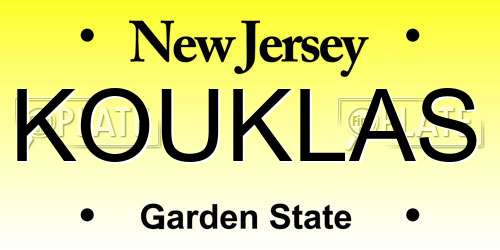 KOUKLAS New Jersey License Plate